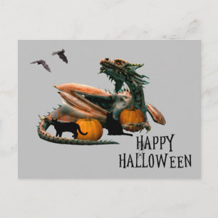 Carte Postale Amateur de dragon Joy Halloween Citrouille Chat