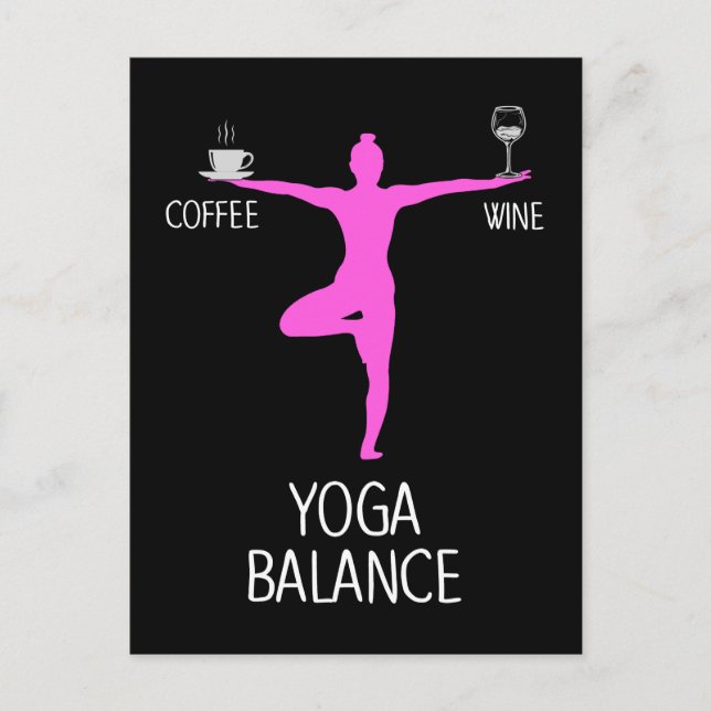 Carte Postale Amateur de yoga, de vin et de café (Devant)