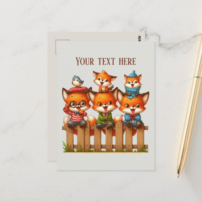 Carte postale amateurs d'animaux Renard mignon (Devant/Arrière en situation)