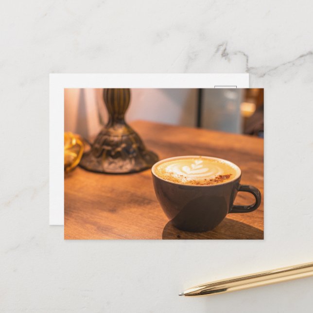 Carte Postale Amateurs de café (Devant/Arrière en situation)