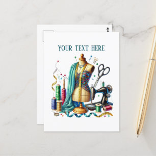 Carte Postale Amateurs de couture mignonne ajouter du texte