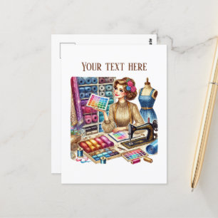 Carte Postale Amateurs de couture mignonne ajouter du texte