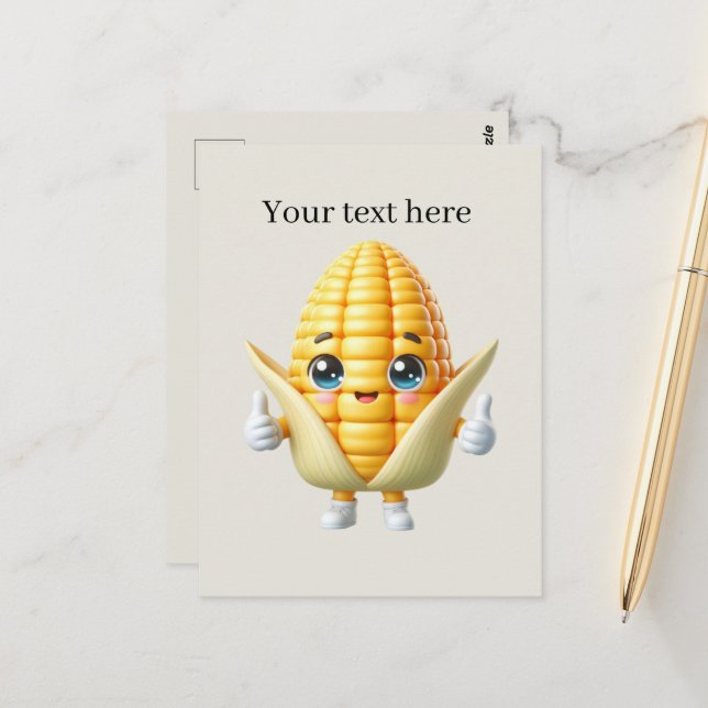 Carte Postale Amateurs de maïs mignon ajouter du texte (Devant/Arrière en situation)