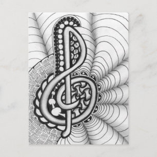Carte Postale Amateurs de musique Treble Clef Design