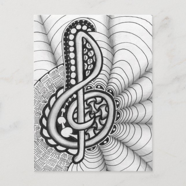 Carte Postale Amateurs de musique Treble Clef Design (Devant)