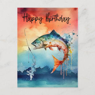 Carte Postale Amateurs de pêche anniversaire pêche