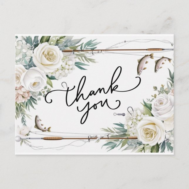 Carte Postale Amateurs de pêche Merci avec des poissons et des f (Devant)