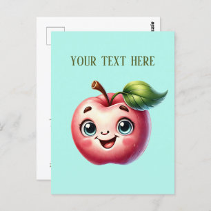 Carte Postale Amateurs de pommes mignonnes ajouter du texte