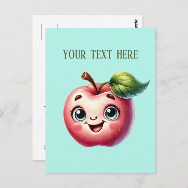 Carte Postale Amateurs de pommes mignonnes ajouter du texte (Devant / Derrière)