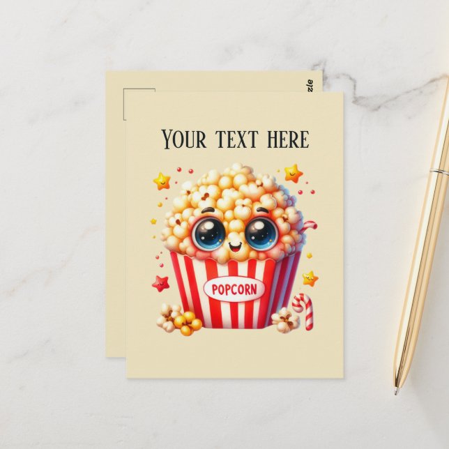 Carte Postale Amateurs de pop-corn mignons ajoutent un message (Devant/Arrière en situation)