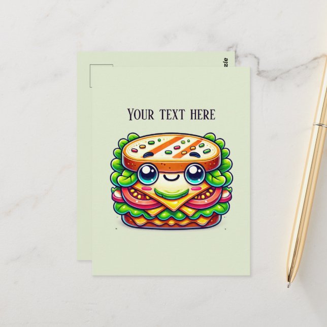 Carte Postale Amateurs de sandwich mignon ajouter du texte (Devant/Arrière en situation)