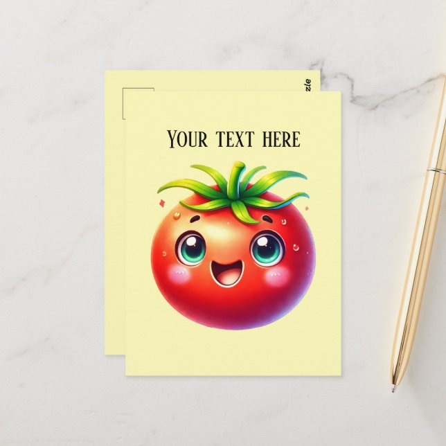 Carte Postale Amateurs de tomates mignonnes ajouter du texte (Devant/Arrière en situation)