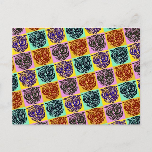 Carte Postale amazing color owl pat (Devant)