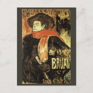 Carte Postale Ambassadeurs, Aristide Bruant par Toulouse Lautrec