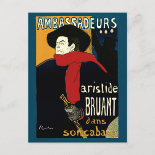 Carte Postale Ambassadeurs Art Nouveau vintage, Toulouse Lautrec
