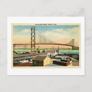 Carte Postale Ambassador Bridge Detroit, Michigan Vintage