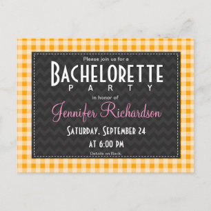 Carte Postale Amber Orange En vichy bachelorette invitation