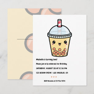 Carte Postale Amber Orange Kawaii Bubble Tea Party