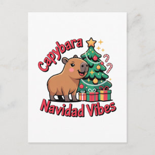 Carte Postale Ambiance de Noël du Capybara Humour de Fêtes