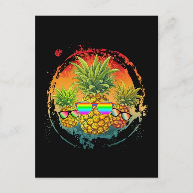 Carte Postale Ambiance d'été drôle à l'ananas (Devant)