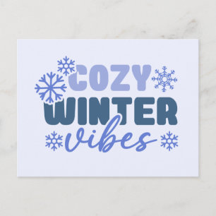 Carte Postale Ambiance Hivernale Cosy - Typographie Flocon de Ne