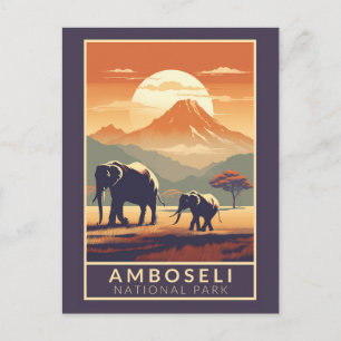 Carte Postale Amboseli National Park Kenya Travel Art Vintage