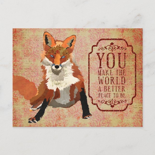 Carte postale ambre de jour de Valentines de Fox (Devant)