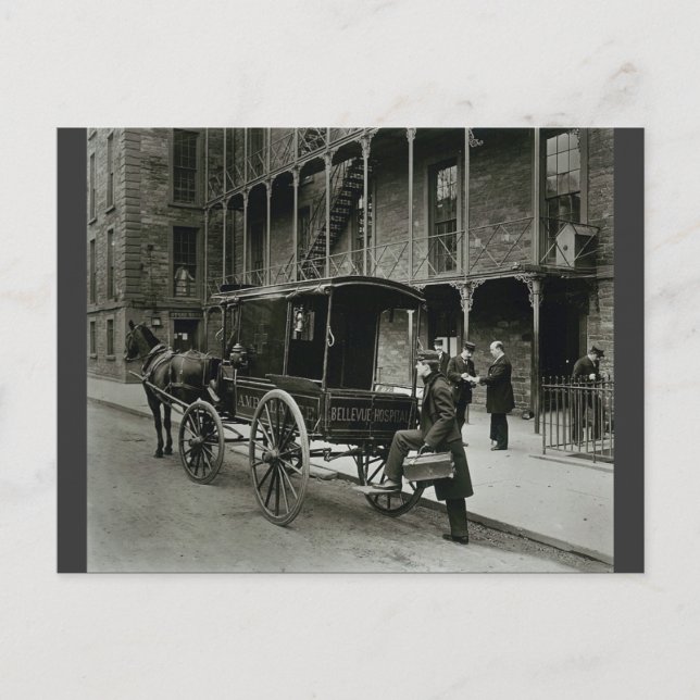 Carte Postale Ambulance Bellevue Hospital, New York City 1895 (Devant)