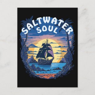 Carte Postale Âme d'eau salée - Vieux Galleon Bateau