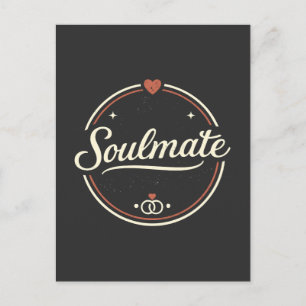 Carte Postale Âme sœur Amour Rétro Minimal (Sombre) Couple Corre