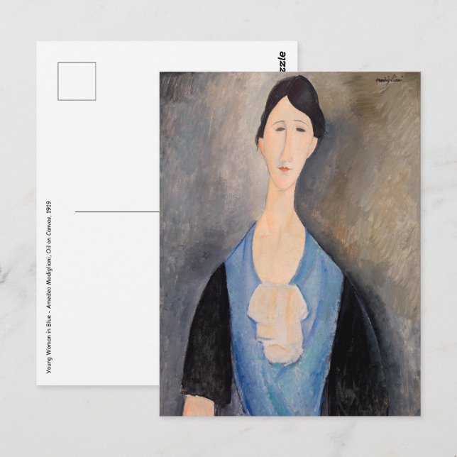 Carte Postale Amedeo Modigliani - Jeune femme en bleu (Devant / Derrière)