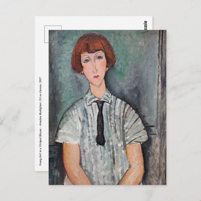 Carte Postale Amedeo Modigliani - Jeune fille dans une blouse ra (Devant / Derrière)