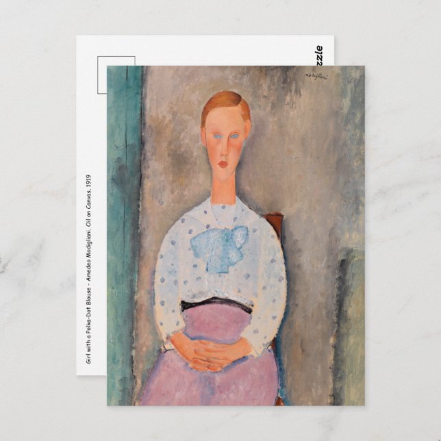 Carte Postale Amedeo Modigliani - Une fille avec une blouse Polk (Devant / Derrière)