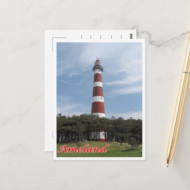 Carte Postale Ameland - Pays-Bas - Îles frisonnes - Phare (Devant/Arrière en situation)