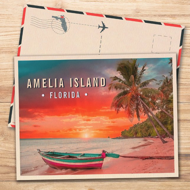 Carte Postale Amelia Island Floride Palmier tropical 1950 (Créateur téléchargé)