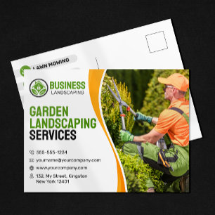 Carte Postale Aménagement paysager de jardin orange et vert Entr