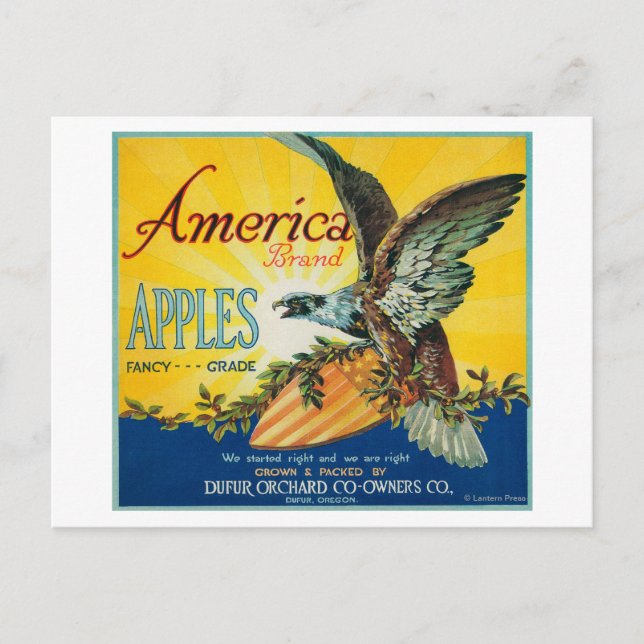 Carte Postale America Apple Crate LabelDufur, OU (Devant)