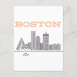 Carte Postale America Boston City Skyline, Boston Ma Us Skyline