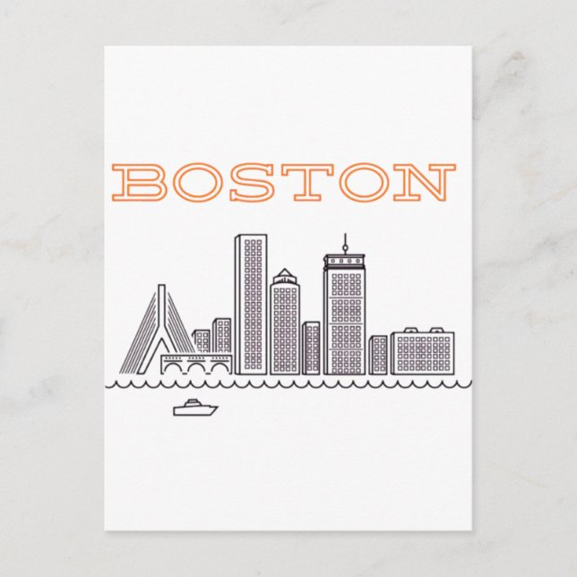 Carte Postale America Boston City Skyline, Boston Ma Us Skyline (Devant)