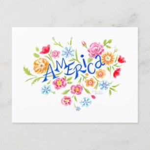 Carte postale America Floral Heart