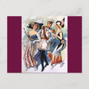 Carte Postale Américain Allemand Russe Femme Vintage