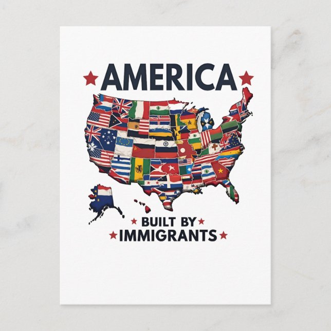 Carte Postale Américain construit par Immigrants Patriotique Amé (Devant)