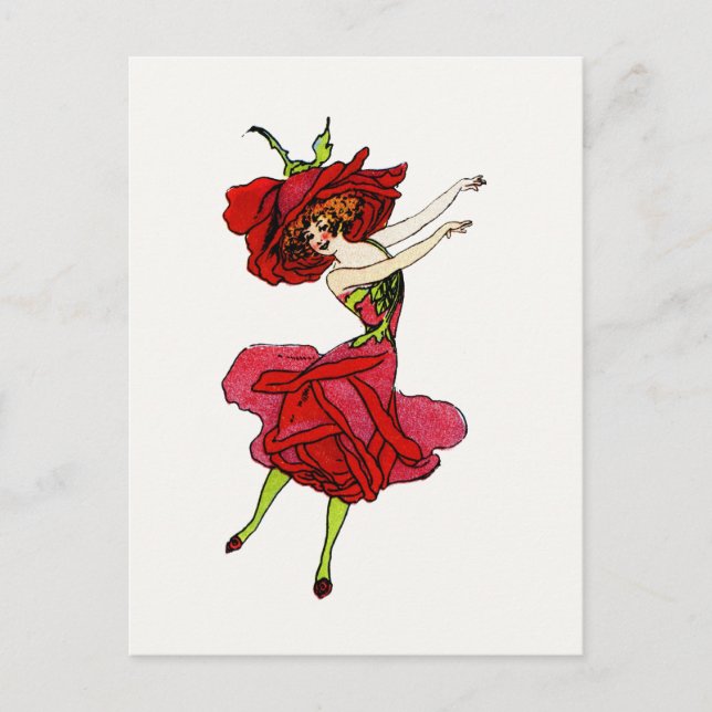 Carte Postale American Beauty Rose, Whimsical Flowers Livre Art (Devant)