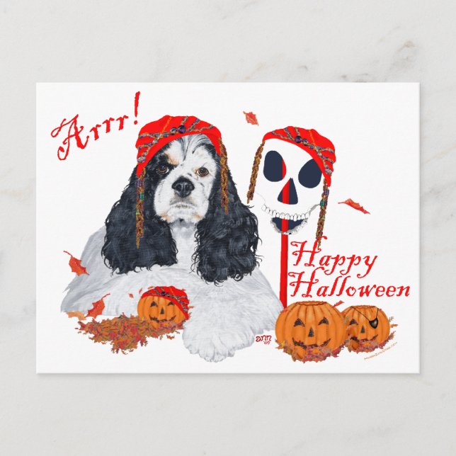 Carte Postale American Cocker Spaniel Halloween (Devant)
