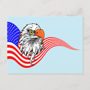 Carte Postale American Flag Bald Eagle Patriotique art