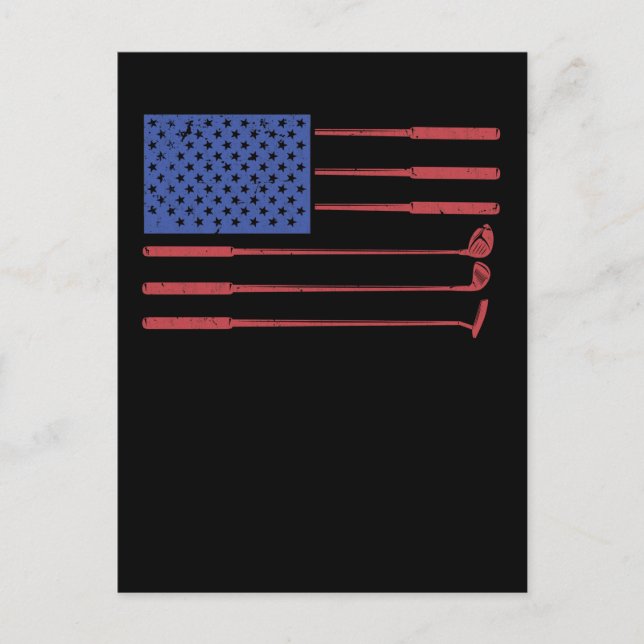 Carte Postale American Flag Golf USA Patriotic Golfing (Devant)