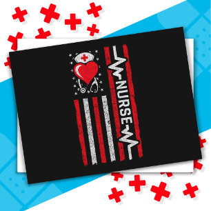 Carte Postale American Flag Hero Heart Life Infirmière appréciat