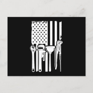 Carte Postale American Flag Plumber Tools Craft Cadeau
