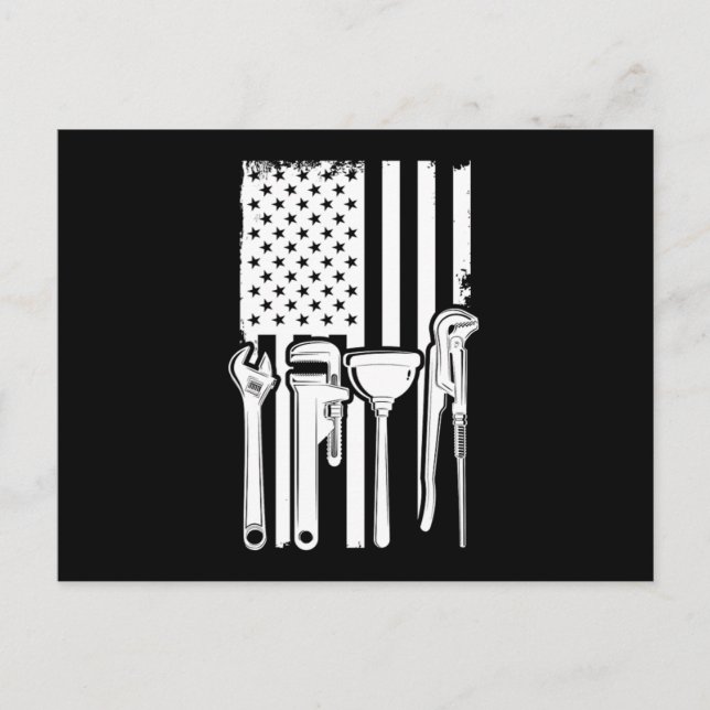 Carte Postale American Flag Plumber Tools Craft Cadeau (Devant)