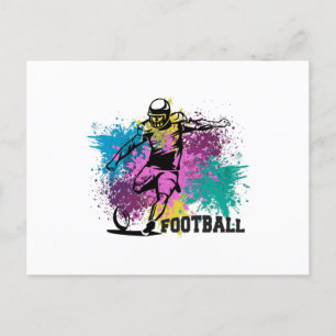 Carte Postale American Football Grungy Couleurs Splashes